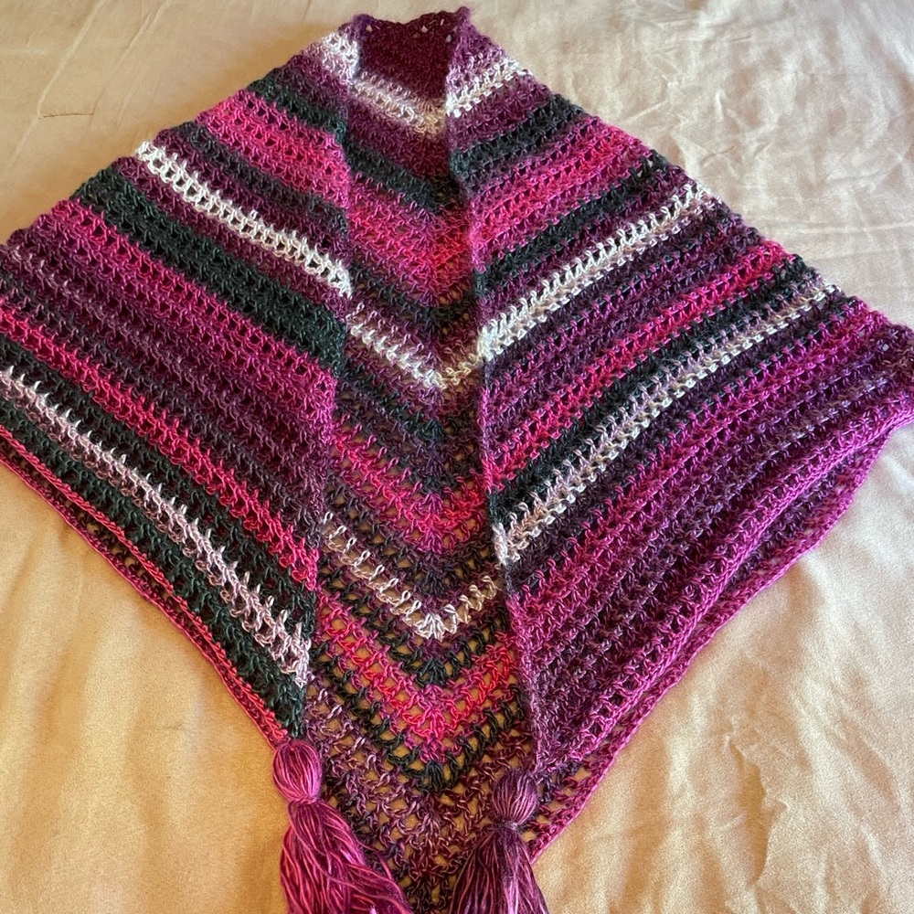 Handmade lacey crocheted shawl